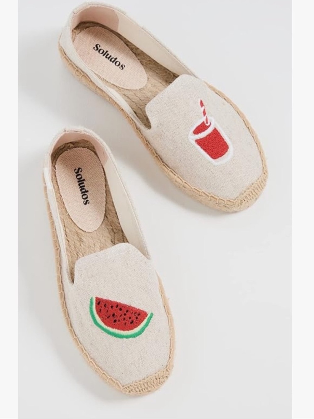 Soludos Canvas Jute Watermelon & Juice Cocktail Espadrilles NIB 8 & 8.5 Beach